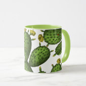 ヴィンテージ緑黄色フローラサボテン マグカップ (正面右)