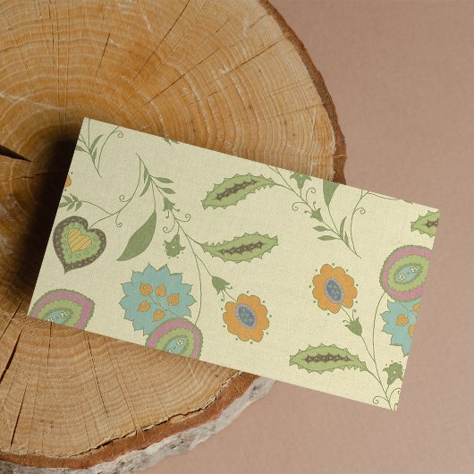 ヴィンテージ緑黄花模様 ラベル