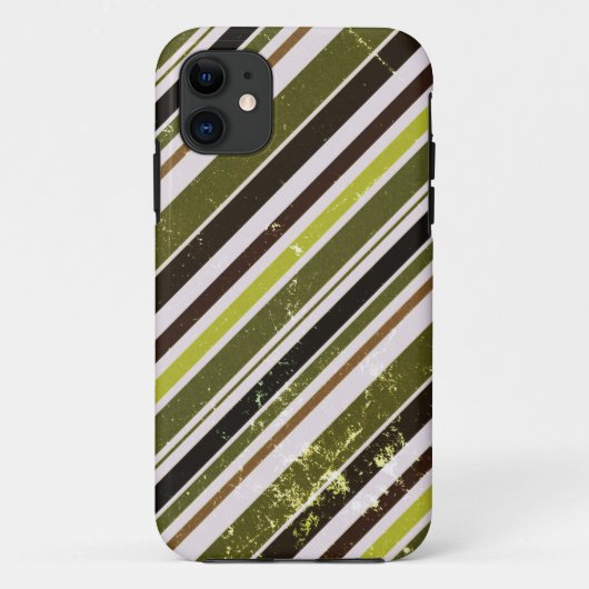 ヴィンテージ緑、白い対角線のストライプパターン Case-Mate iPhoneケース (裏面)