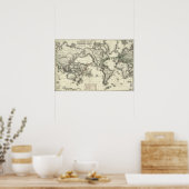 ヴィンテージ線地図 ポスター (キッチン)