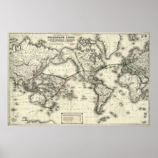 ヴィンテージ線地図 ポスター (正面)