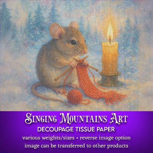 ヴィンテージ編み物マウスの素朴冬の切り離 薄葉紙