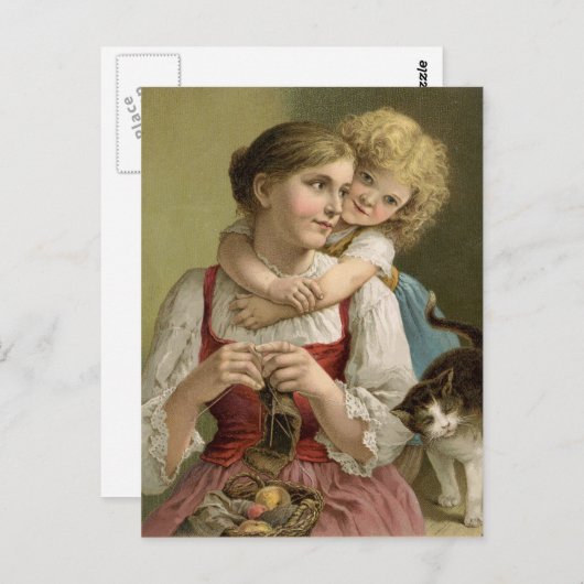 ヴィンテージ編み物母葉書 ポストカード (正面/裏面)