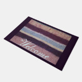 ヴィンテージ編み紫ストライプのユニークカラフルおもしろい ドアマット (アングル)