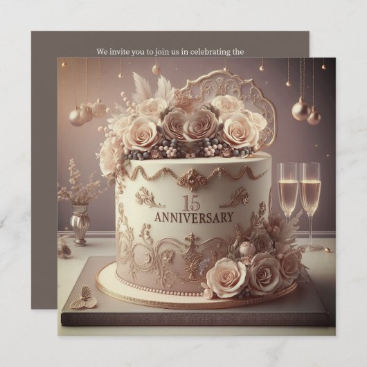 ヴィンテージ編結婚集ケーキ 招待状 (正面/裏面)