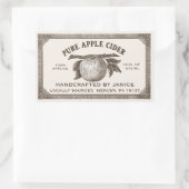 ヴィンテージ編集可能Apple Ciderラベルブラウンとアイボリー 長方形シール (バッグ)