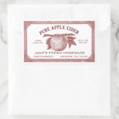 ヴィンテージ編集可能Apple Ciderラベル赤 長方形シール (バッグ)