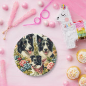 ヴィンテージ縁どコリーイラストレーション ペーパープレート (パーティー)