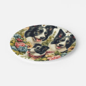 ヴィンテージ縁どコリーイラストレーション ペーパープレート (アングル)