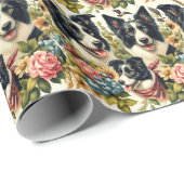 ヴィンテージ縁どコリーイラストレーション ラッピングペーパー (ロールコーナー)