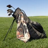 ヴィンテージ縁どコリー絵を描ズ ゴルフタオル (グリーン)