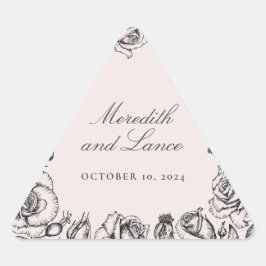 ヴィンテージ縁どバラピンク結婚式用シール 三角形シール