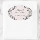 ヴィンテージ縁どバラピンク結婚式用シール 楕円形シール (バッグ)