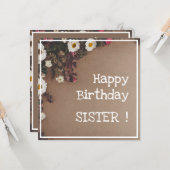 ヴィンテージ縁どフローラかわいい花ラブリー誕生日 カード (正面/裏面インサイチュ)