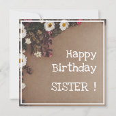 ヴィンテージ縁どフローラかわいい花ラブリー誕生日 カード (正面)