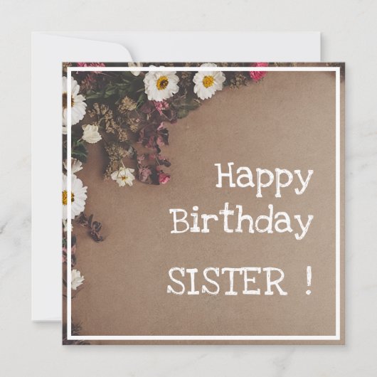 ヴィンテージ縁どフローラかわいい花ラブリー誕生日 カード (正面)