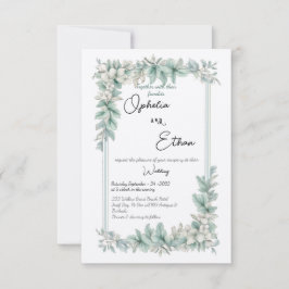 ヴィンテージ縁どフローラ、結婚式招待状 招待状