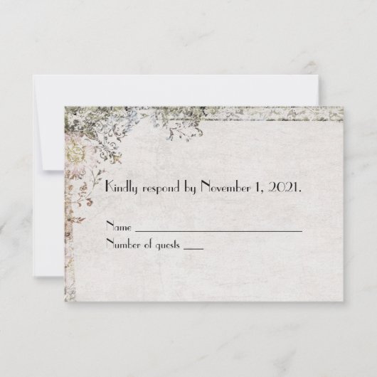 ヴィンテージ縁どフローラRSVP 出欠カード (正面)