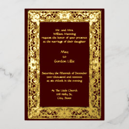 ヴィンテージ縁どペルシ結婚アス 箔招待状