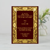 ヴィンテージ縁どペルシ結婚アス 箔招待状 (立ち正面)