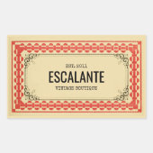 ヴィンテージ縁どレトロベージュブラウンレッド 長方形シール (正面)