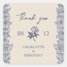 ヴィンテージ縁ど結婚フローラ スクエアシール