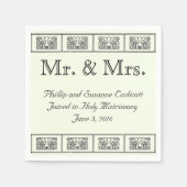 ヴィンテージ縁ど結婚花 スタンダードカクテルナプキン (正面)