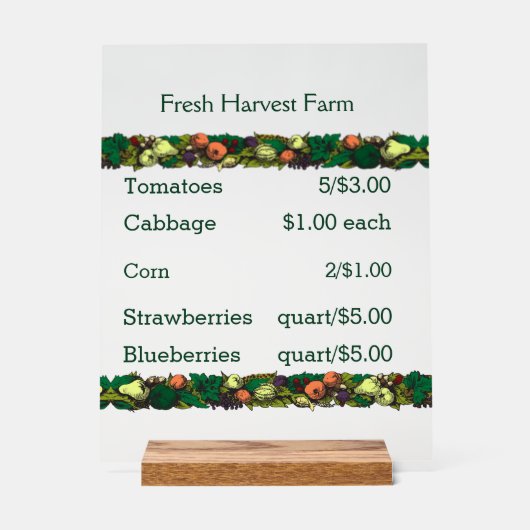 ヴィンテージ縁ど農家の価格表 アクリルサイン (正面)