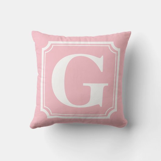 ヴィンテージ縁ど | 赤面ピンクパーソナライズされたモノグラム クッション (裏面)