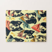 ヴィンテージ縁どCollieシームレス ジグソーパズル (横)