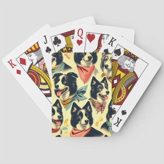 ヴィンテージ縁どCollieシームレス トランプ (裏面)