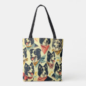 ヴィンテージ縁どCollieシームレス トートバッグ (裏面)