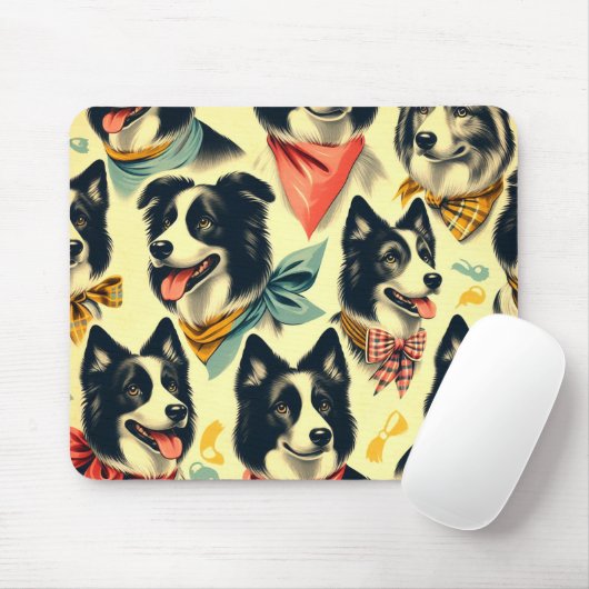 ヴィンテージ縁どCollieシームレス マウスパッド (マウス)