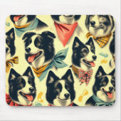 ヴィンテージ縁どCollieシームレス マウスパッド (正面)