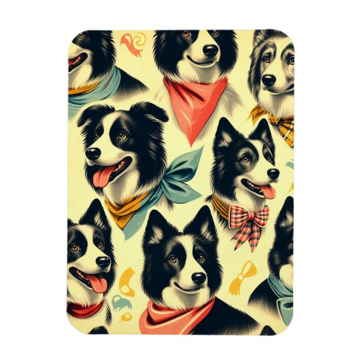 ヴィンテージ縁どCollieシームレス マグネット (縦)