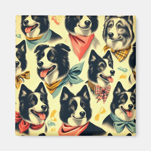 ヴィンテージ縁どCollieシームレス マグネット (正面)