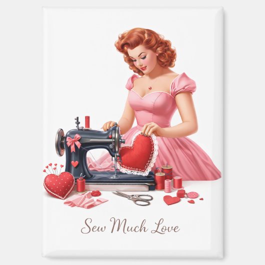 ヴィンテージ縫製マグネット「Sew Much Love」 マグネット (正面)