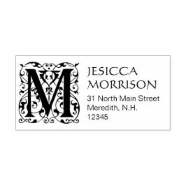 ヴィンテージ繁華文字Mモノグラム住所 セルフインキングスタンプ