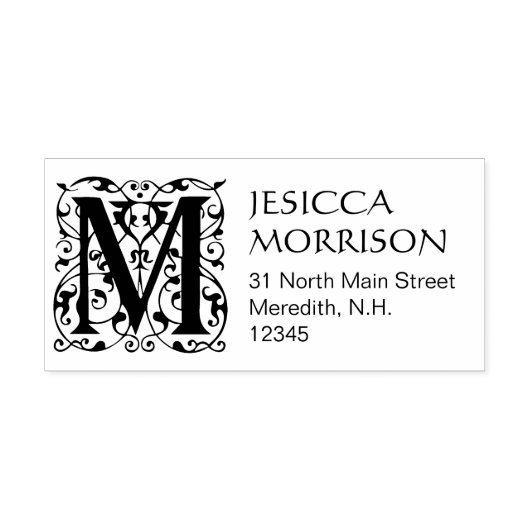 ヴィンテージ繁華文字Mモノグラム住所 セルフインキングスタンプ (デザイン)