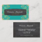ヴィンテージ繊細なフィリグリーの黒板ジェード金ゴールド 名刺 (正面/裏面)