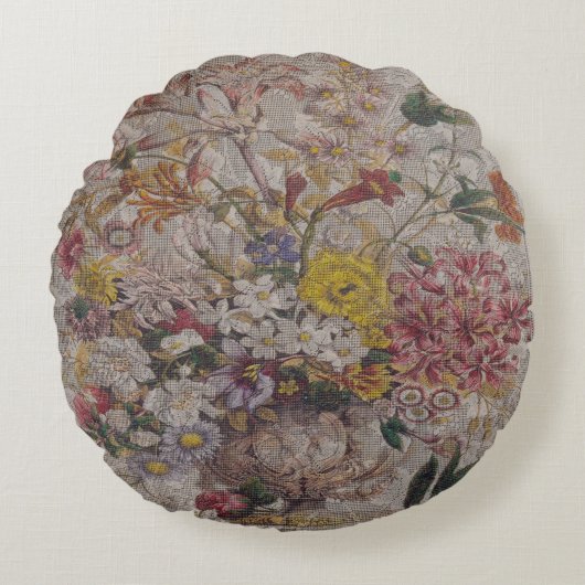 ヴィンテージ繊維丸装飾用クッション(16インチ) ラウンドクッション (正面)