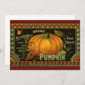 ヴィンテージ缶ラベル芸術、蝶カボチャ野菜 (正面/裏面)