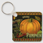 ヴィンテージ缶ラベル芸術、蝶カボチャ野菜 キーホルダー (正面)