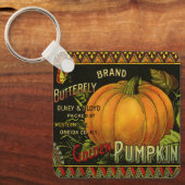 ヴィンテージ缶ラベル芸術、蝶カボチャ野菜 キーホルダー (正面)