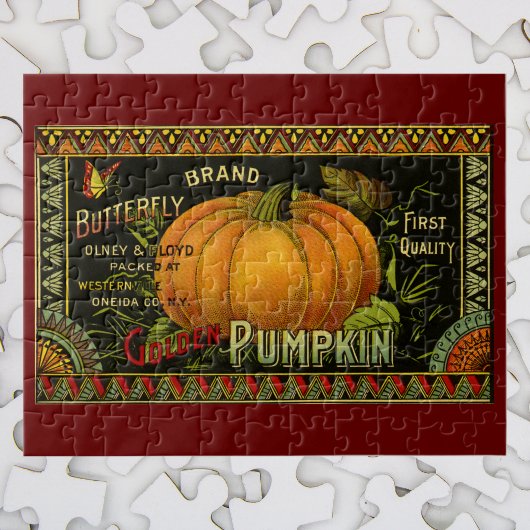 ヴィンテージ缶ラベル芸術、蝶カボチャ野菜 ジグソーパズル