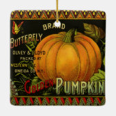 ヴィンテージ缶ラベル芸術、蝶カボチャ野菜 セラミックオーナメント (裏面)