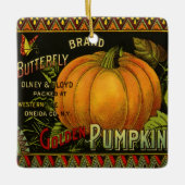 ヴィンテージ缶ラベル芸術、蝶カボチャ野菜 セラミックオーナメント (正面)