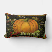 ヴィンテージ缶ラベル芸術、蝶カボチャ野菜 ランバークッション (正面)