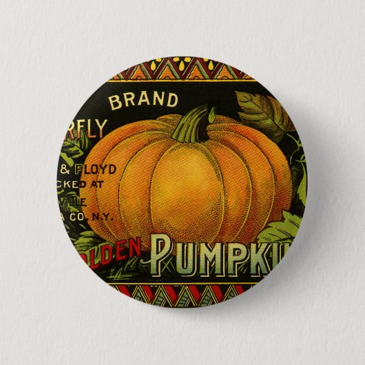 ヴィンテージ缶ラベル芸術、蝶カボチャ野菜 缶バッジ (正面)