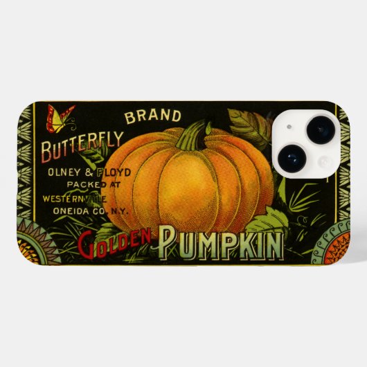 ヴィンテージ缶ラベル芸術、蝶カボチャ野菜 Case-Mate iPhoneケース (裏面 (横))